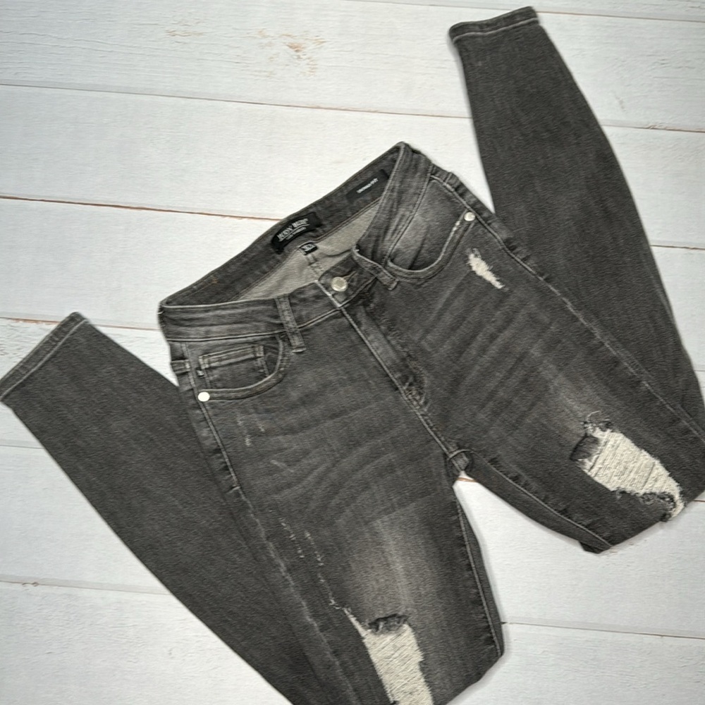 Judy Blue Distressed Grey/Black Denim - Size 3/26